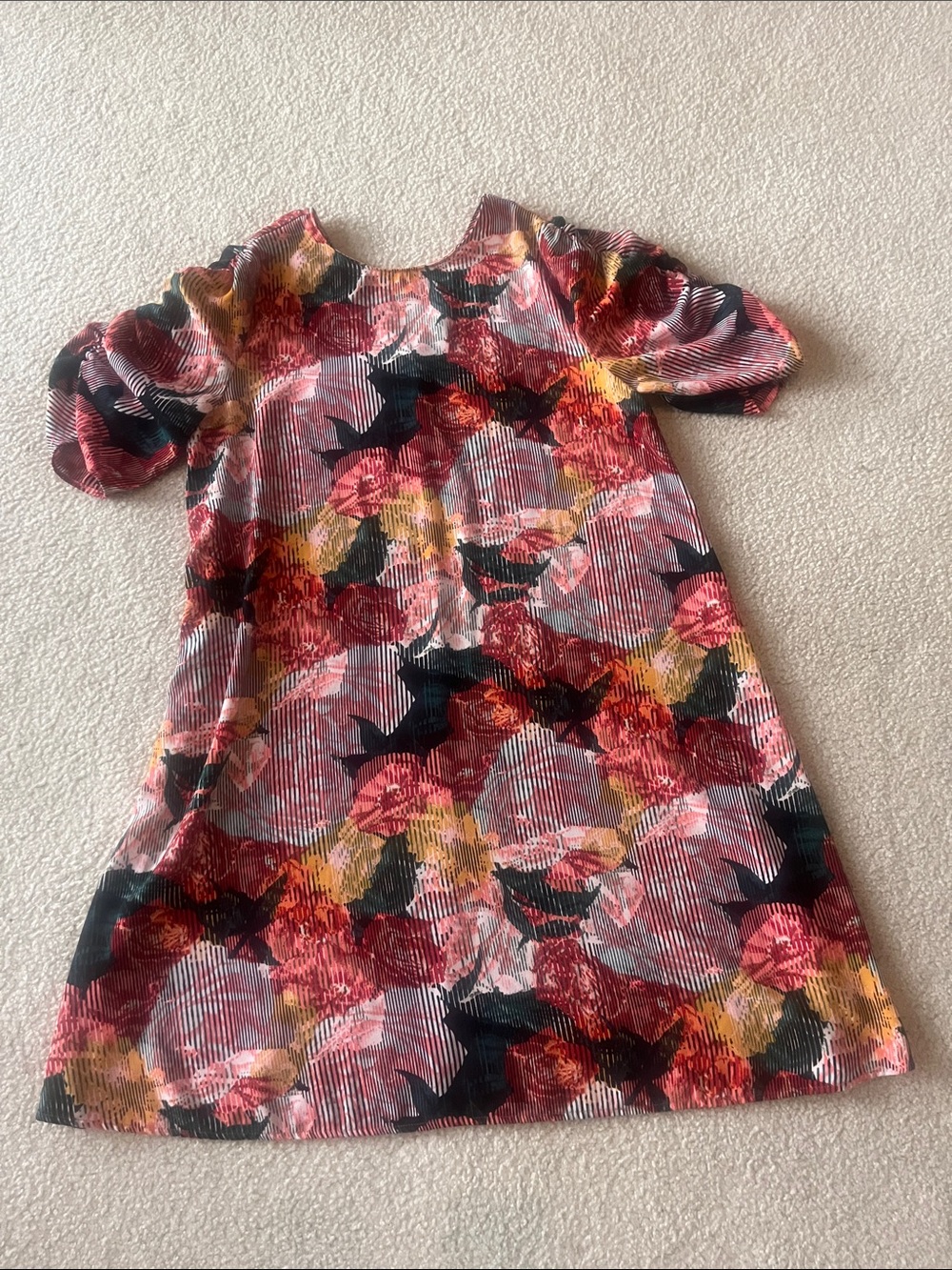 Halogen Floral A-Line Dress in Red, Pink, Black and Yellow